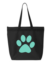 Load image into Gallery viewer, Paw Print- Black Embroidered Canvas Tote