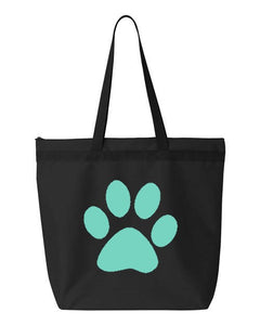 Paw Print- Black Embroidered Canvas Tote