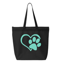 Load image into Gallery viewer, Heart Paw- Black Embroidered Canvas Tote