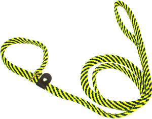 5/8" Flat Braid Slip Lead Green/Yellow Spiral