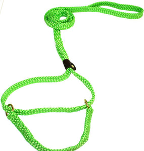 5/8" Flat Braid Martingale Style Lead Lime Green