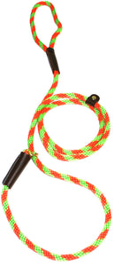 3/8" Solid Braid Slip Lead Lime Green/Orange Spiral