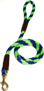 1/2" Solid Braid Snap Lead Lime Green/Pacific Blue Spiral