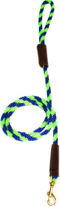 3/8" Solid Braid Snap Lead Lime Green/Pacific Blue Spiral