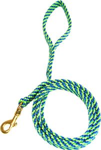 5/8" Flat Braid Snap Lead Lime Green/Pacific Blue Spiral