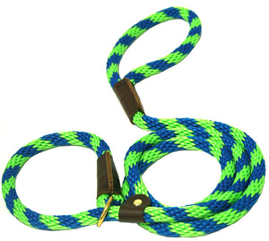 1/2" Solid Braid Slip Lead Lime Green/Pacific Blue Spiral