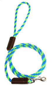 1/4" Solid Braid Round Snap Lead Lime Green/ Pacific Blue Spiral