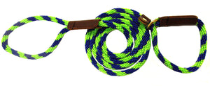 3/8" Solid Braid Slip Lead Lime Green/Pacific Blue Spiral
