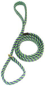 5/8" Flat Braid Slip Lead Lime Green/Purple Spiral