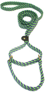 5/8" Flat Braid Martingale Style Lead Lime Green/Purple Spiral