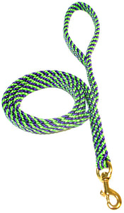 5/8" Flat Braid Snap Lead Lime Green/Purple Spiral