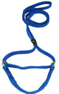 5/8" Flat Braid Martingale Style Lead Pacific Blue