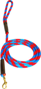 3/8" Solid Braid Snap Lead Pacific Blue/Red Spiral