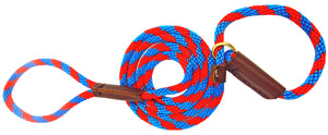 3/8" Solid Braid Slip Lead Pacific Blue/Red Spiral