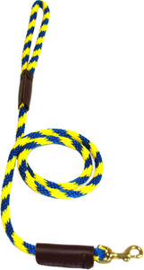 3/8" Solid Braid Snap Lead Pacific Blue/Yellow Spiral
