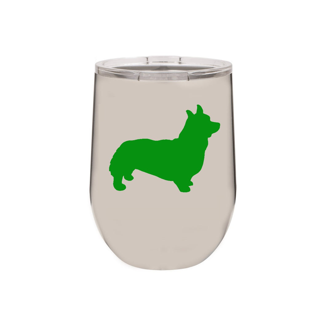 Pembroke Welsh Corgi 12 oz Vacuum Insulated Stemless Wine Glass