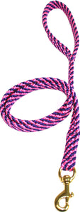 5/8" Flat Braid Snap Lead Pink/Purple Spiral