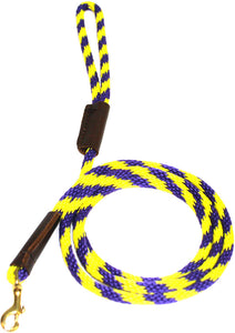 3/8" Solid Braid Snap Lead Purple/Yellow Spiral