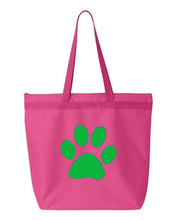 Load image into Gallery viewer, Paw Print- Pink Embroidered Canvas Tote