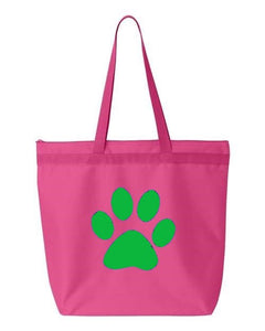 Paw Print- Pink Embroidered Canvas Tote
