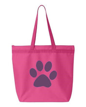 Load image into Gallery viewer, Paw Print- Pink Embroidered Canvas Tote