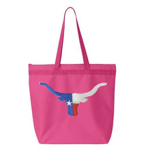 Load image into Gallery viewer, Patriotic Longhorn Embroidery Canvas Tote