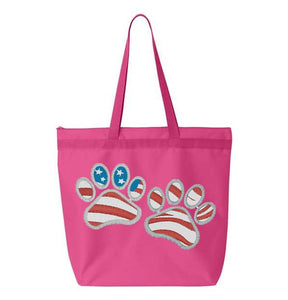 Patriotic Paws Embroidery Canvas Tote