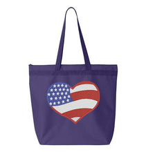 Load image into Gallery viewer, Patriotic Heart Embroidery Canvas Tote