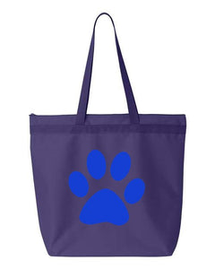 Paw Print- Purple Embroidered Canvas Tote