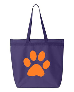 Paw Print- Purple Embroidered Canvas Tote