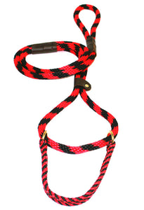 1/2" Solid Braid Martingale Style Lead Red/Black Spiral