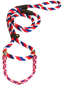 1/2" Solid Braid Martingale Style Lead Red/White/Blue