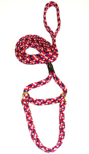 5/8" Flat Braid Martingale Style Lead Red/White/Blue