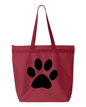 Load image into Gallery viewer, Paw Print- Red Embroidered Canvas Tote
