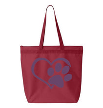 Load image into Gallery viewer, Heart Paw- Red Embroidered Canvas Tote