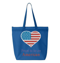 Load image into Gallery viewer, Proud to be an American Embroidery Canvas Tote