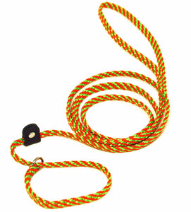 1/4" Flat Braid Slip Lead Lime Green/Orange Spiral