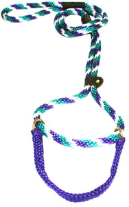 1/2" Solid Braid Martingale Style Lead Teal/Purple/White Spiral