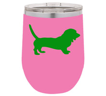 Load image into Gallery viewer, Bassett Hound 12 oz Vacuum Insulated Stemless Wine Glass