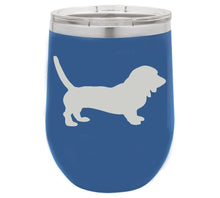 Load image into Gallery viewer, Bassett Hound 12 oz Vacuum Insulated Stemless Wine Glass
