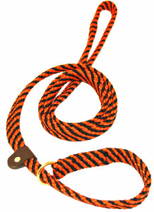 5/8" Flat Braid Slip Lead Black/Orange Spiral