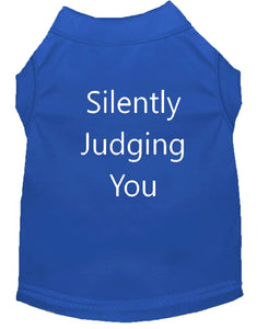 Silently Judging You Dog Shirt Blue