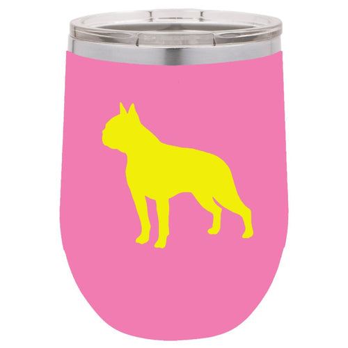 Boston Terrier 12 oz Vacuum Insulated Stemless Wine Glass