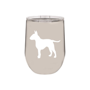 Bull Terrier 12 oz Vacuum Insulated Stemless Wine Glass