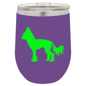 Chinese Crested 12 oz Vacuum Insulated Stemless Wine Glass