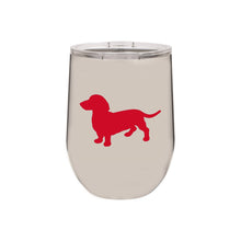 Load image into Gallery viewer, Dachshund 12 oz Vacuum Insulated Stemless Wine Glass