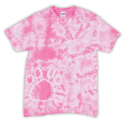 Tie-Dye Paw Print T Shirt Pink