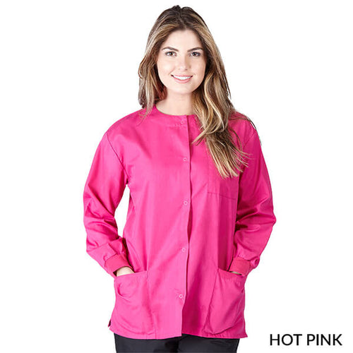 Hot Pink- Natural Uniforms Warm Up Scrub Jacket