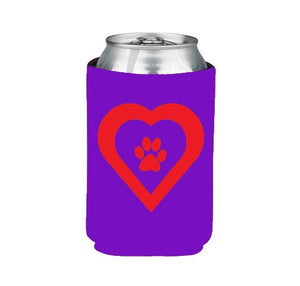 Paw Heart Koozie Beer or Beverage Holder