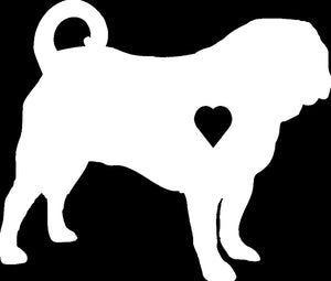 Heart Pug Dog Decal